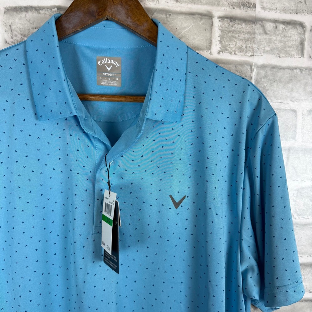 Callaway Opti-Dri MensGolf Polo Shirt Blue Grotto Chevron Print CGKSD0H6BF LARGE